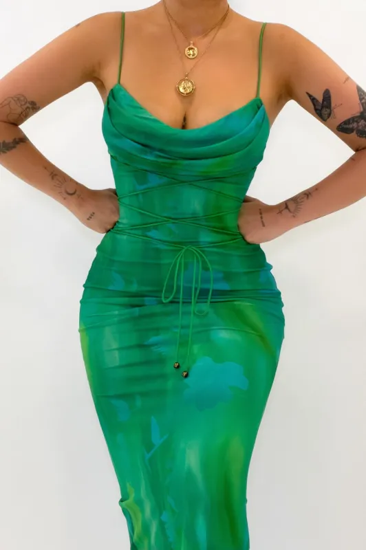 Alessia Maxi Dress - Green sold by Kameli Boutique