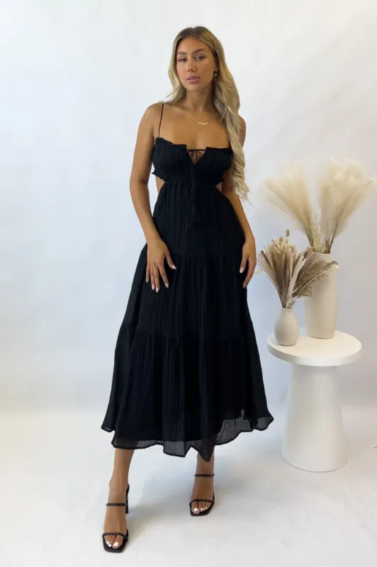 Rochelle Midi Dress - black sold by Kameli Boutique