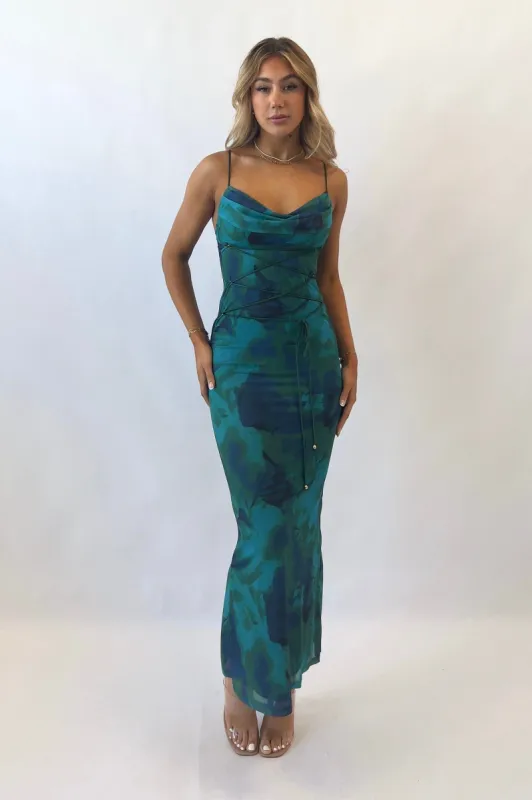 Blossom Maxi Dress - Teal Green sold by Kameli Boutique