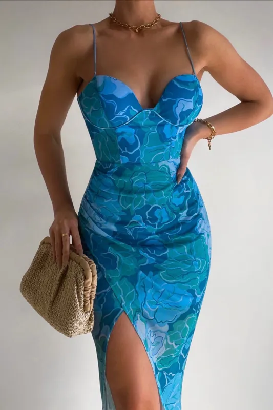 Aloha Midi Dress - Blue sold by Kameli Boutique