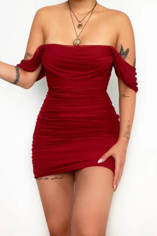 Ardell Mini Dress - Wine sold by Kameli Boutique