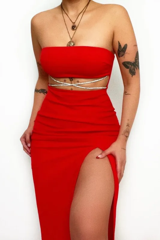 Reign Midi Dress - Red sold by Kameli Boutique