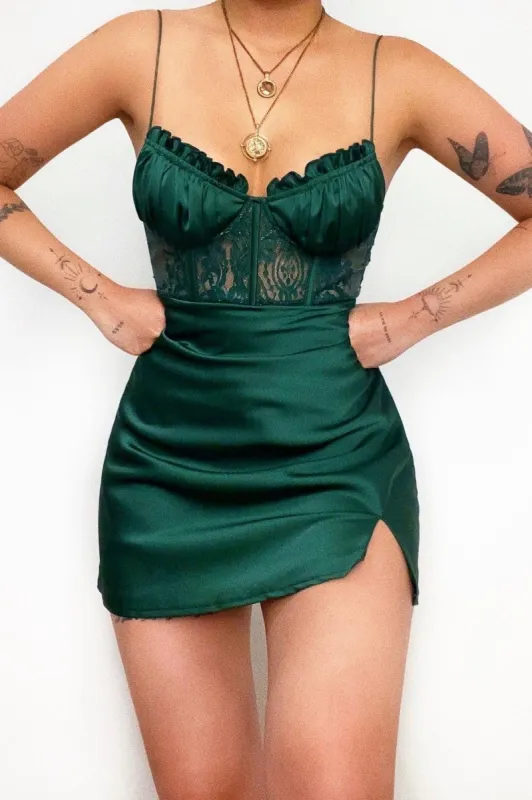 Olivia Mini Dress - Green made by Kameli Boutique