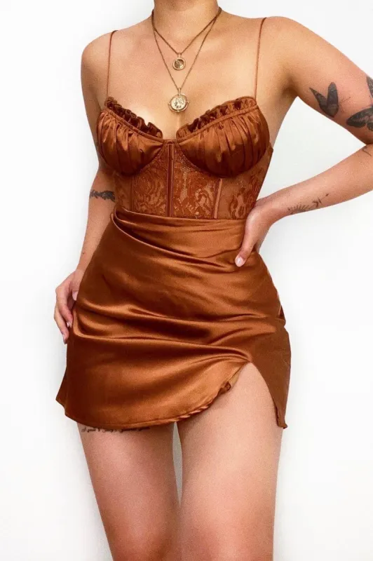 Olivia Mini Dress - Brown sold by Kameli Boutique