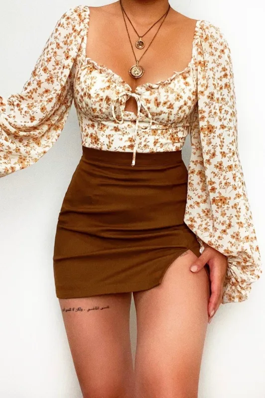 Callie Mini Skirt - Brown sold by Kameli Boutique