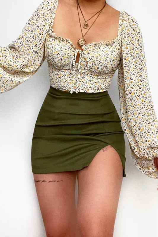 Callie Mini Skirt - Khaki sold by Kameli Boutique