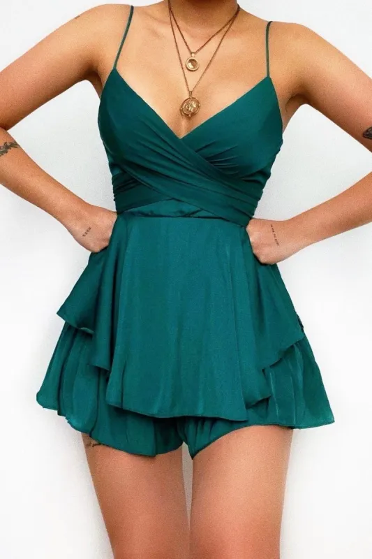Zahira Playsuit - Forest Green sold by Kameli Boutique