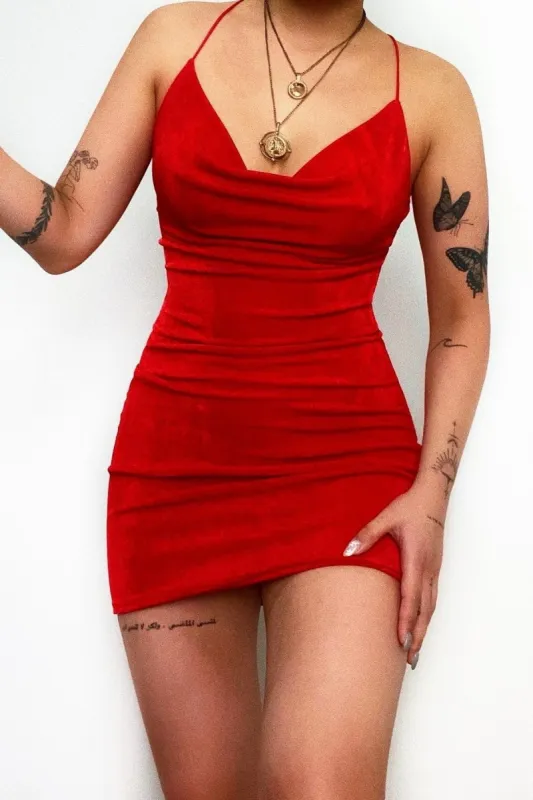 Elis Mini Dress - Red sold by Kameli Boutique