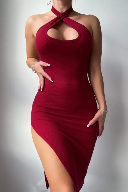 Rylee Midi Dress - Wine sold by Kameli Boutique
