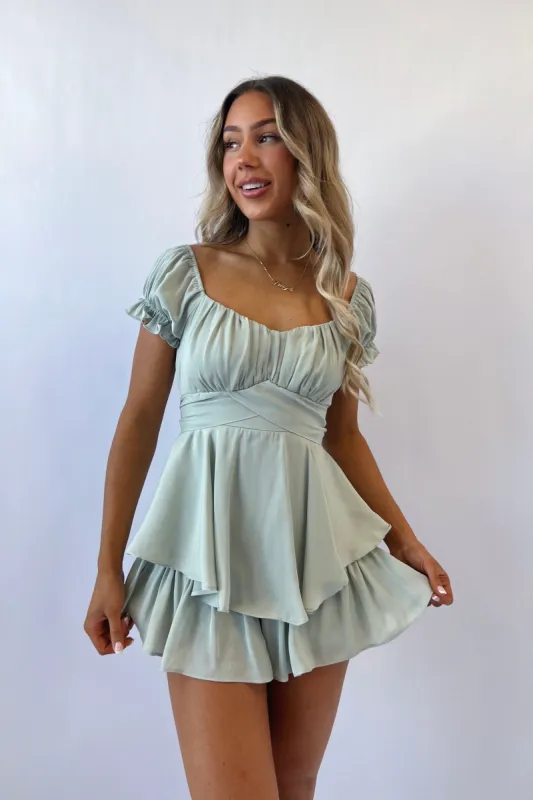 Auffie Playsuit - Pistachio sold by Kameli Boutique