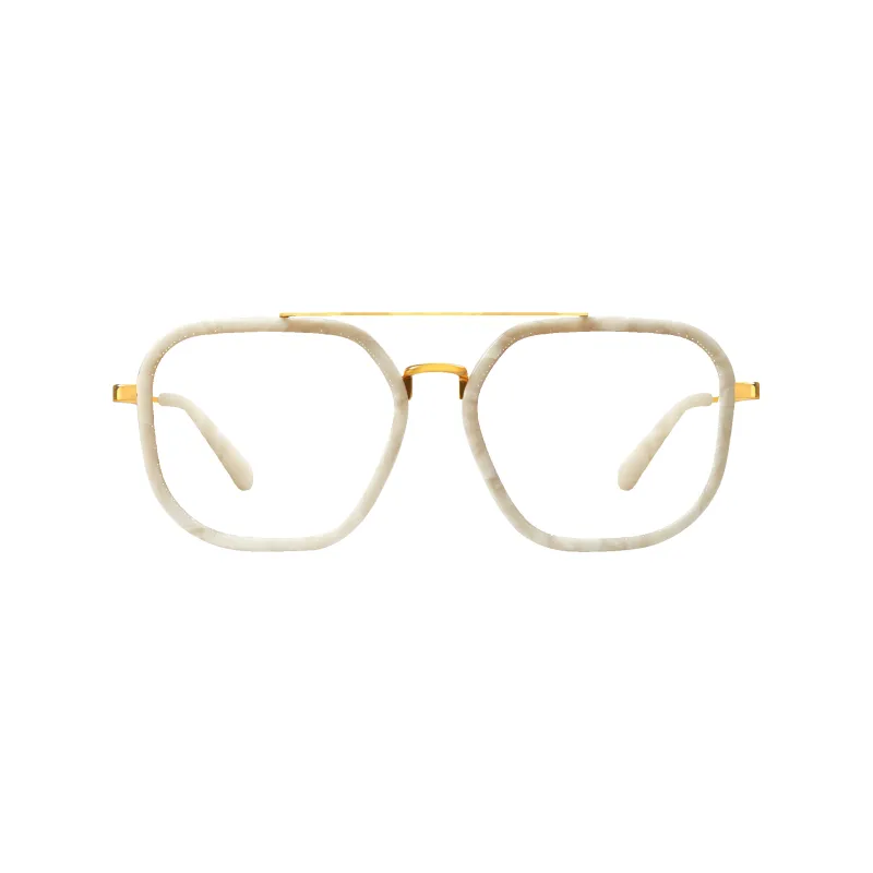 Halle Gold/Ivory Frame Glasses made by Dima Eyewear