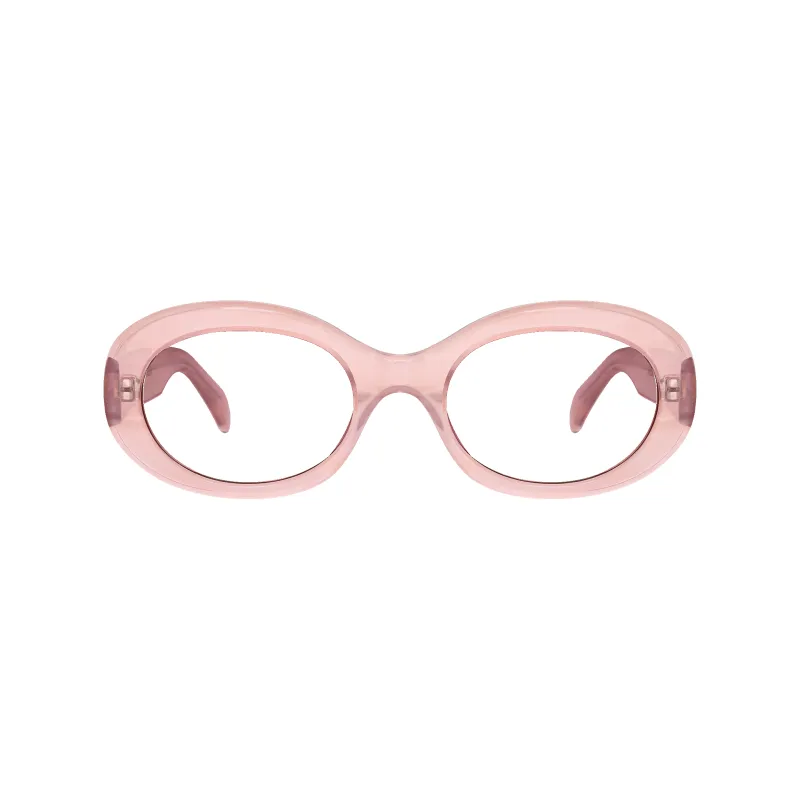Kaia Crystal Pink Pearl Demi Frame Glasses made by Dima Eyewear