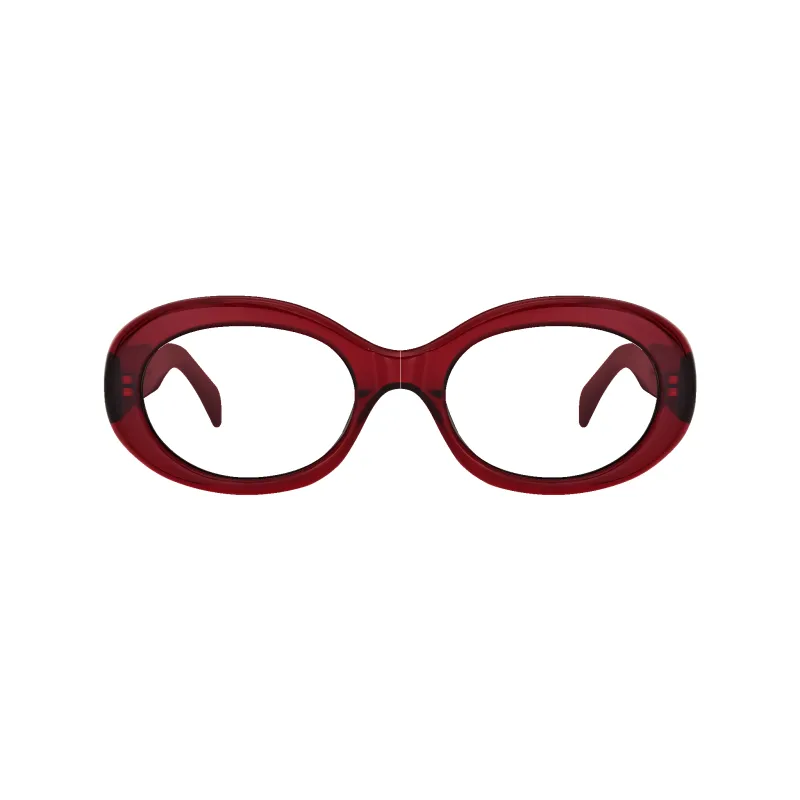 Kaia Crystal Red Frame Glasses made by Dima Eyewear
