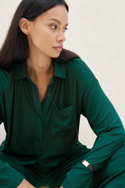 Camden Button Down - Forest Green made by Riot Swim
