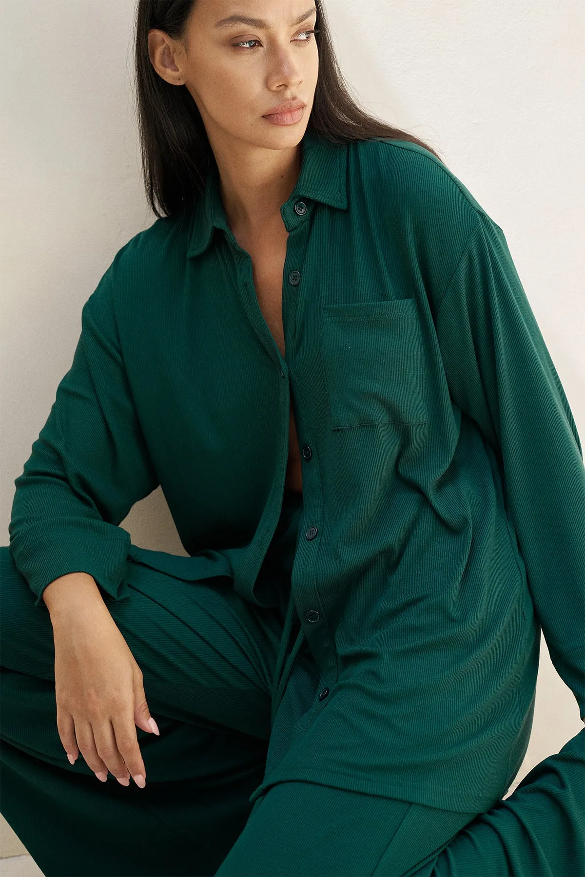 Camden Button Down - Forest Green sold by Riot Swim product image thumbnail 3