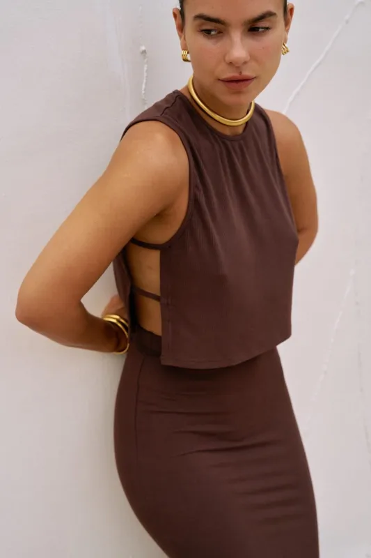 Simi Side Strap Tank - Chocolate made by Riot Swim