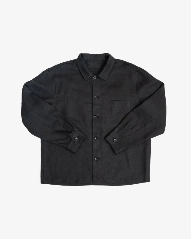 TRAVAIL SHIRT - BLACK WELTERWEIGHT LINEN sold by James Coward