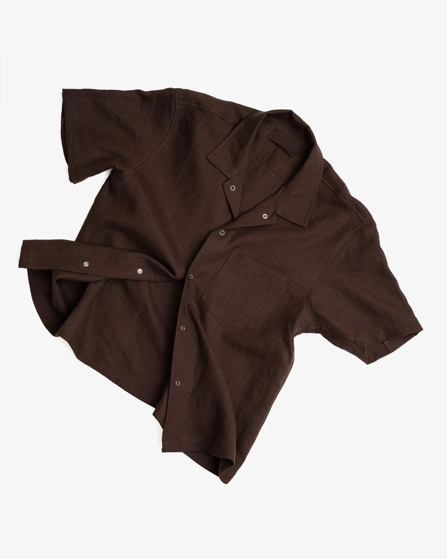 SUNDOWN SHIRT - CHOCOLATE BROWN WELTERWEIGHT LINEN sold by James Coward product image thumbnail 4