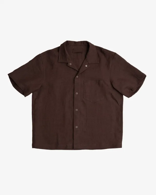 SUNDOWN SHIRT - CHOCOLATE BROWN WELTERWEIGHT LINEN sold by James Coward