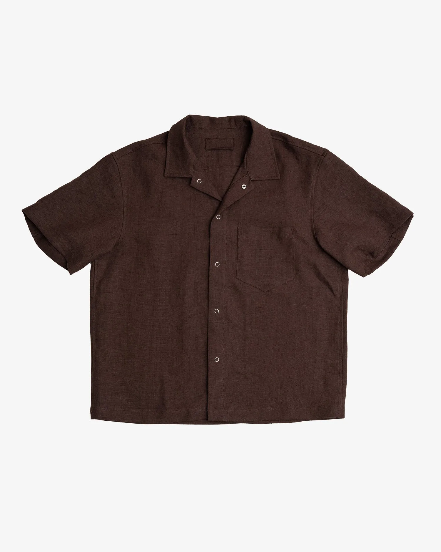 SUNDOWN SHIRT - CHOCOLATE BROWN WELTERWEIGHT LINEN sold by James Coward