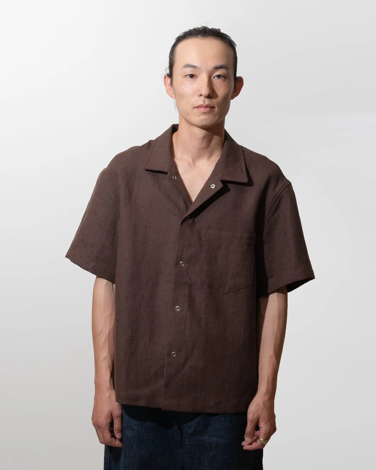 SUNDOWN SHIRT - CHOCOLATE BROWN WELTERWEIGHT LINEN sold by James Coward product image thumbnail 2
