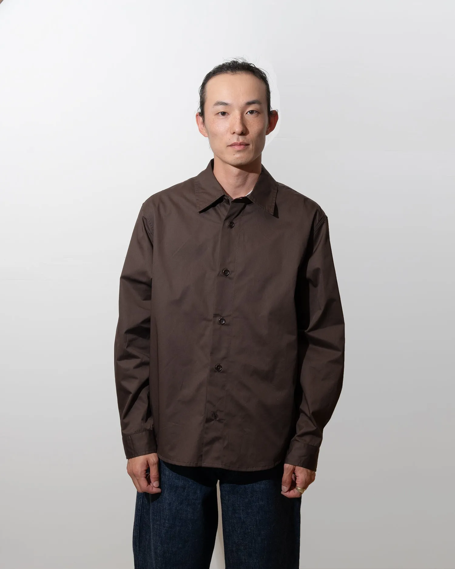 FILTER SHIRT - DARK BROWN PIMA COTTON TWILL sold by James Coward product image thumbnail 2