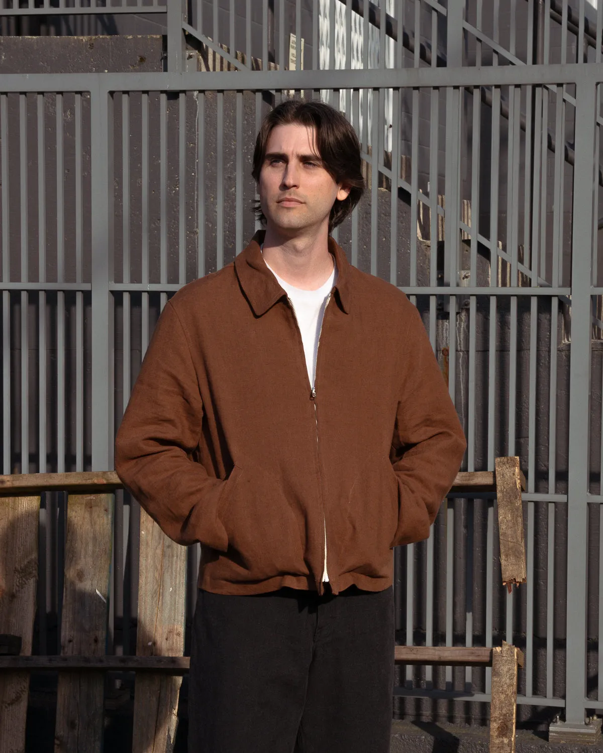 SITE JACKET - BROWN WELTERWEIGHT BELGIAN LINEN sold by James Coward product image thumbnail 2