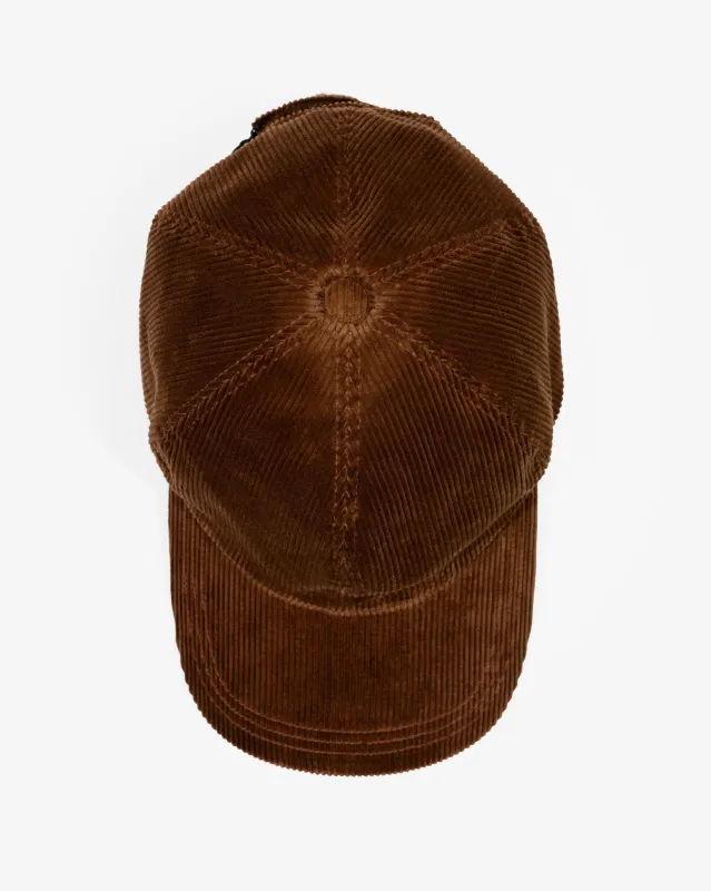 6 PANEL CAP - BROWN 10 WALE ITALIAN CORDUROY made by James Coward