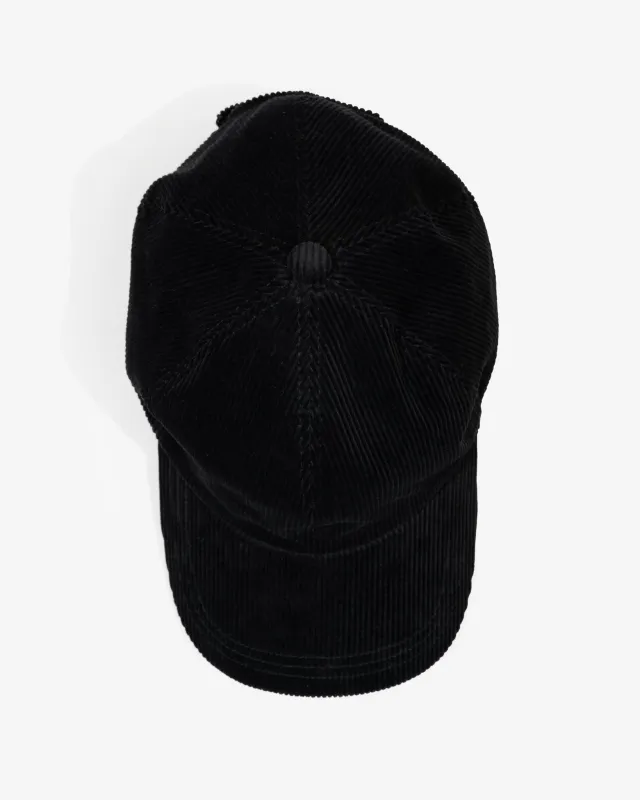 6 PANEL CAP - BLACK 10 WALE ITALIAN CORDUROY sold by James Coward
