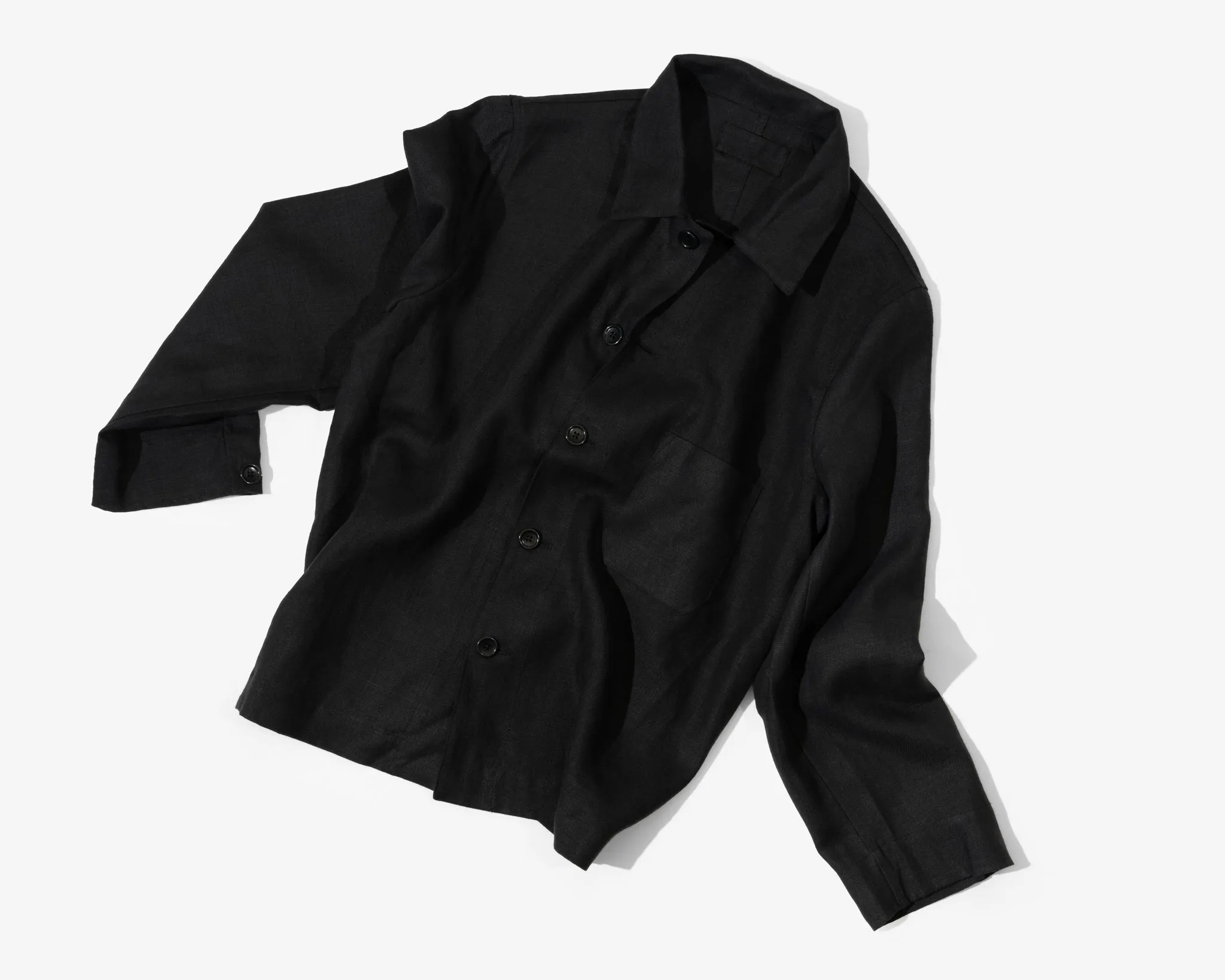 TRANSPORT SHIRT - BLACK WELTERWEIGHT LINEN sold by James Coward product image thumbnail 4