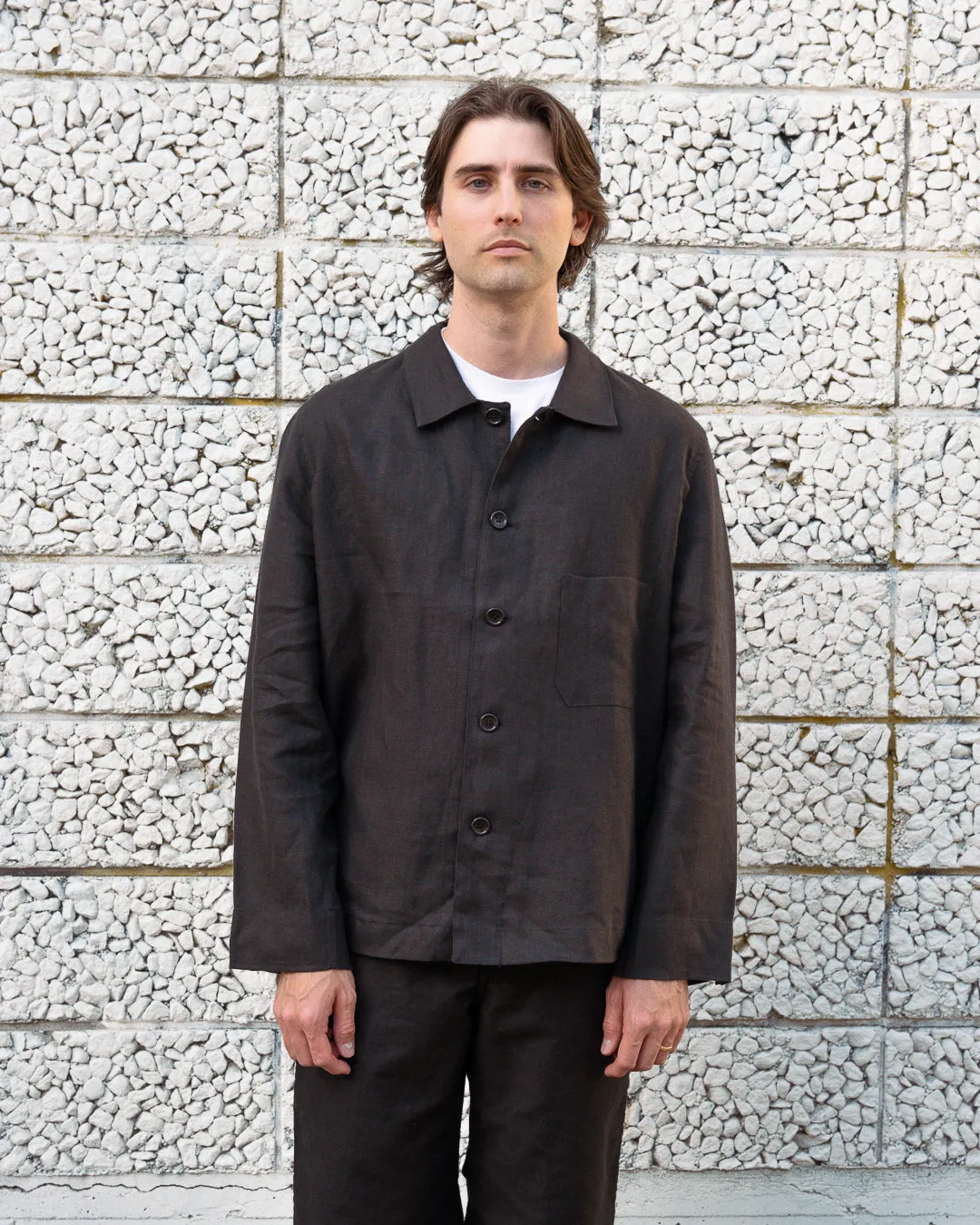 TRANSPORT SHIRT - BLACK WELTERWEIGHT LINEN sold by James Coward product image thumbnail 5