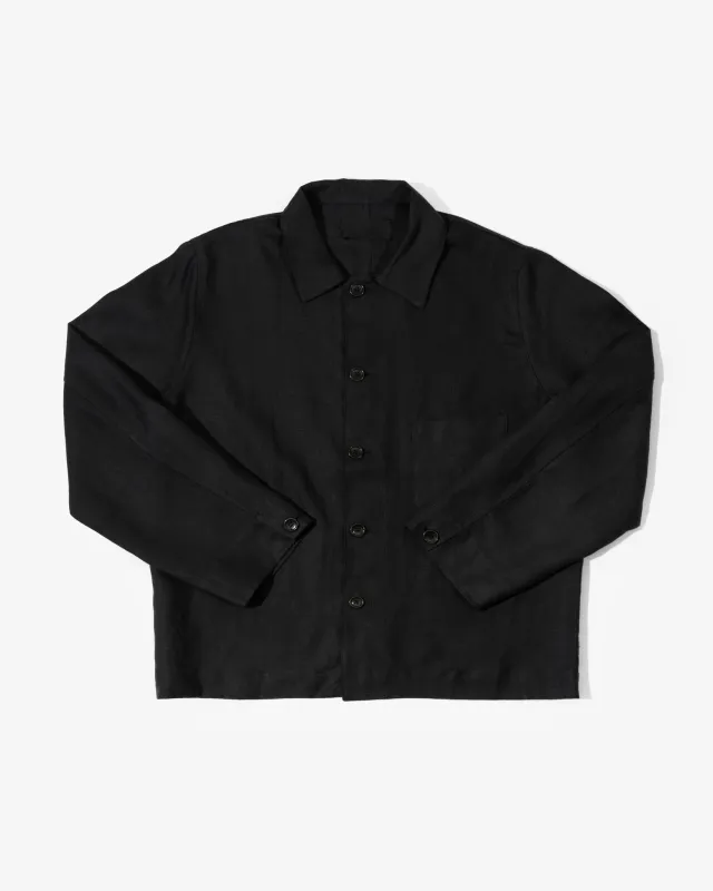 TRANSPORT SHIRT - BLACK WELTERWEIGHT LINEN sold by James Coward