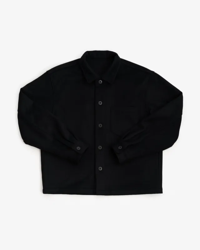 TRAVAIL SHIRT  - BLACK WOOL FLANNEL sold by James Coward