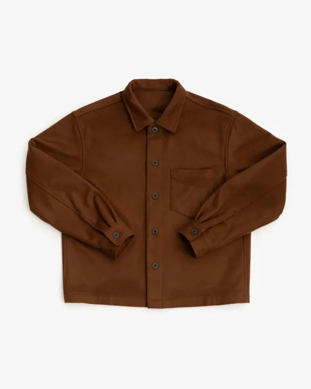 TRAVAIL SHIRT  - BROWN WOOL FLANNEL sold by James Coward
