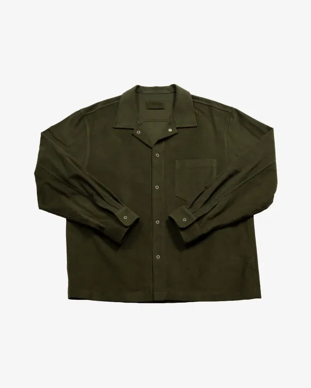 WORKSHOP SHIRT - DARK OLIVE MOLESKIN sold by James Coward