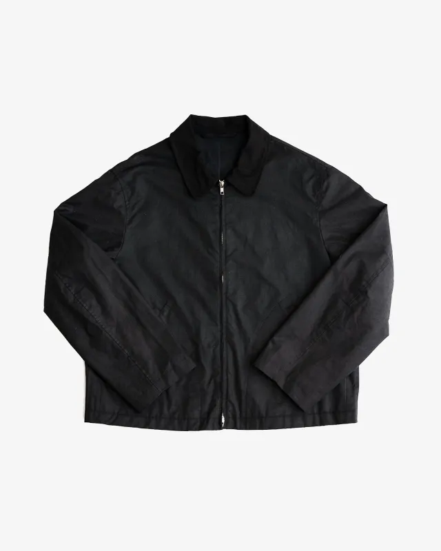 SITE JACKET - BLACK WAXED ORGANIC COTTON RIPSTOP sold by James Coward
