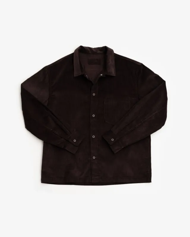WORKSHOP SHIRT - DARK BROWN COTTON CORDUROY sold by James Coward