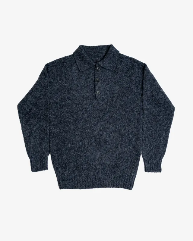 SHETLAND POLO - CHARCOAL sold by James Coward