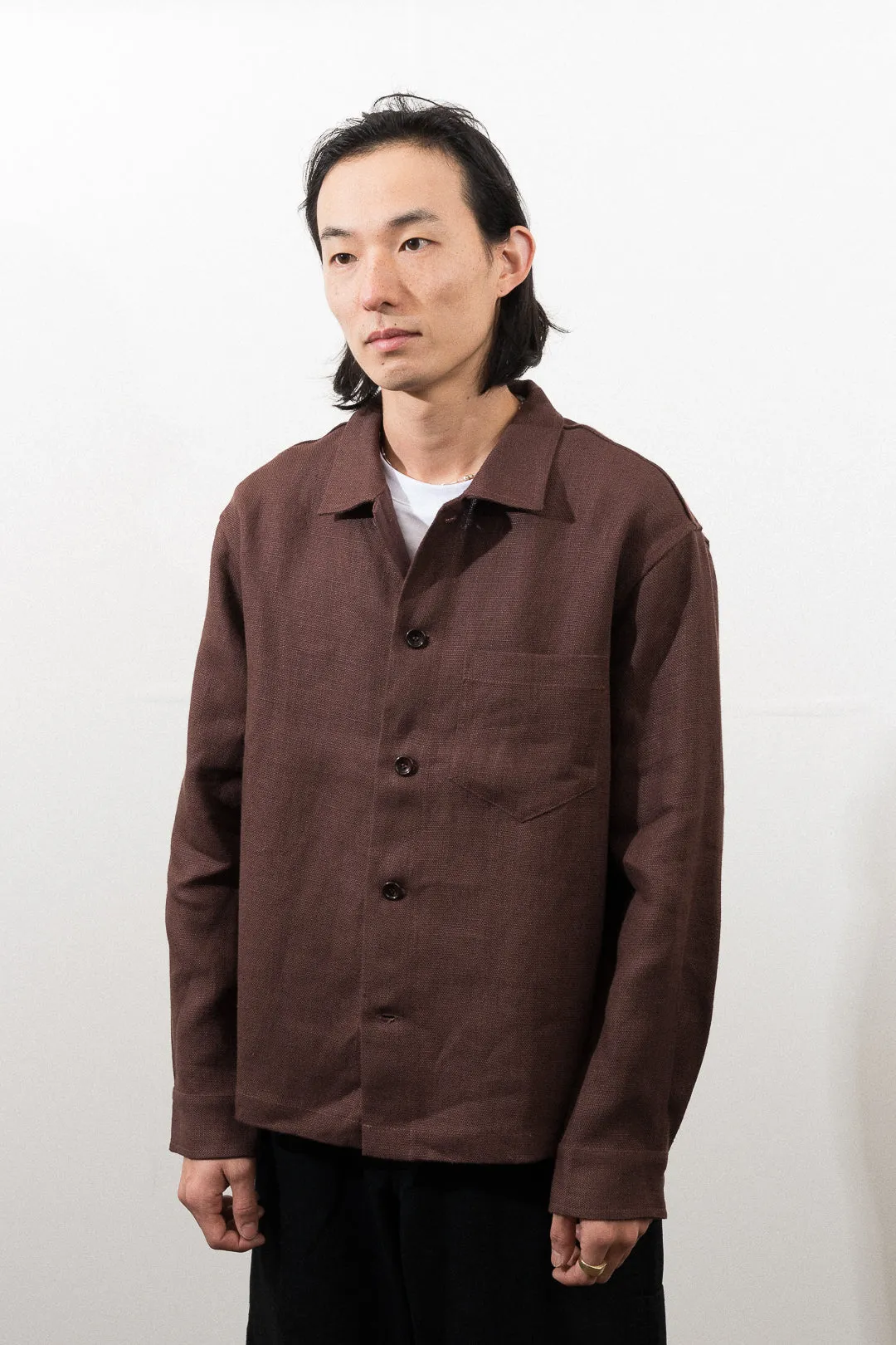 TRAVAIL SHIRT - CHESTNUT BELGIAN LINEN sold by James Coward product image thumbnail 2