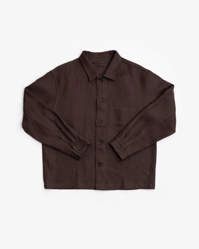 TRAVAIL SHIRT - CHESTNUT BELGIAN LINEN sold by James Coward