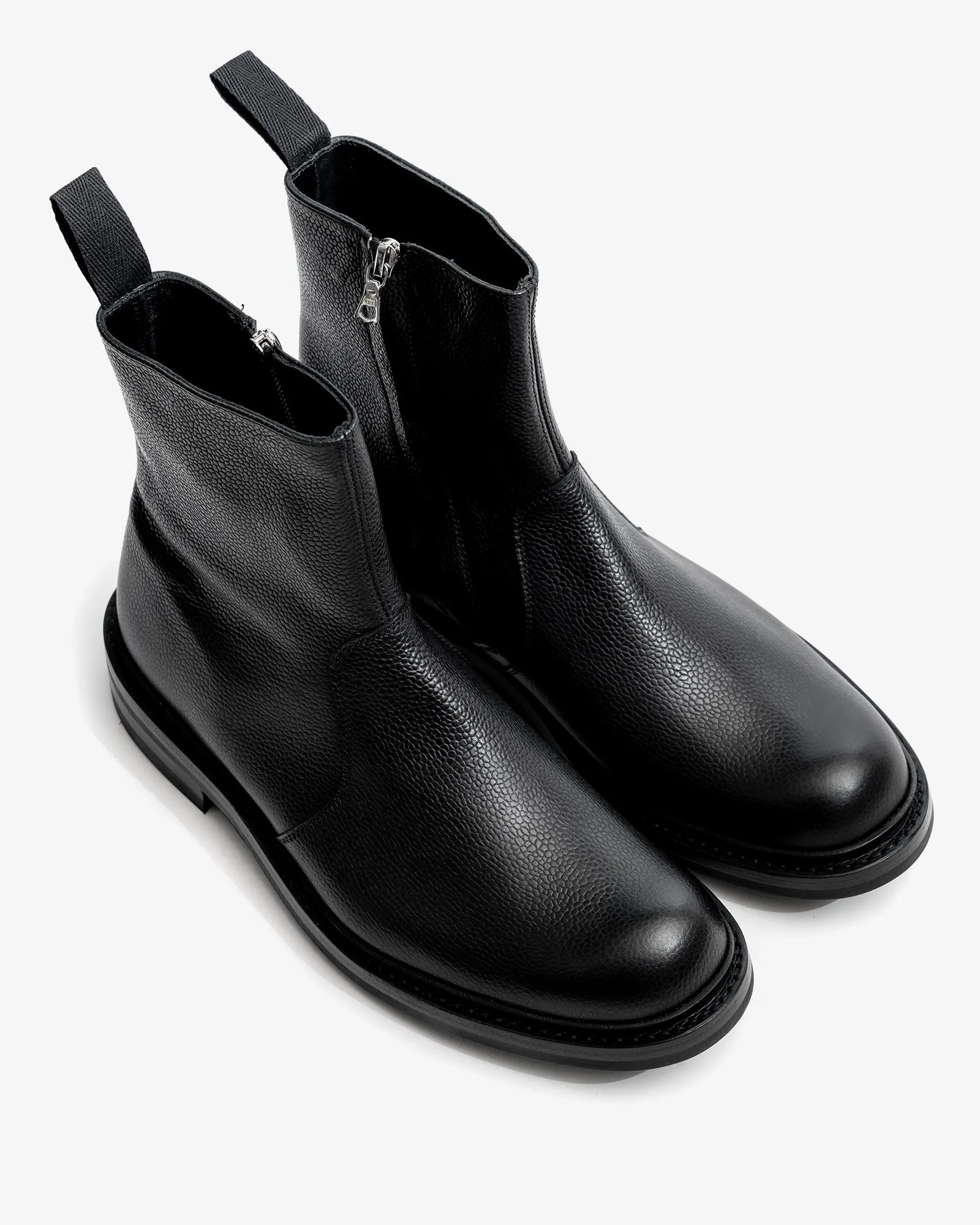 SPADE BOOT - BLACK SCOTCH GRAIN LEATHER sold by James Coward