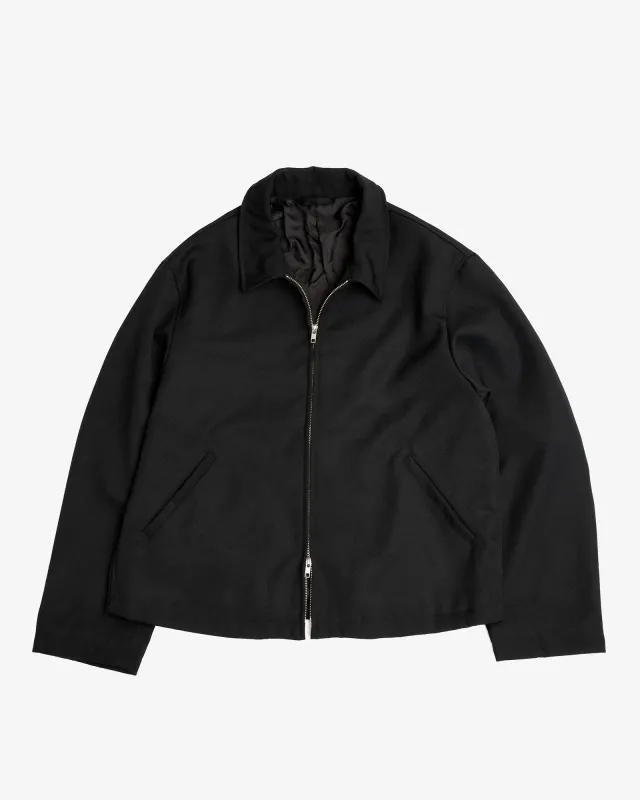 SITE JACKET - BLACK HEAVYWEIGHT WOOL GABARDINE sold by James Coward