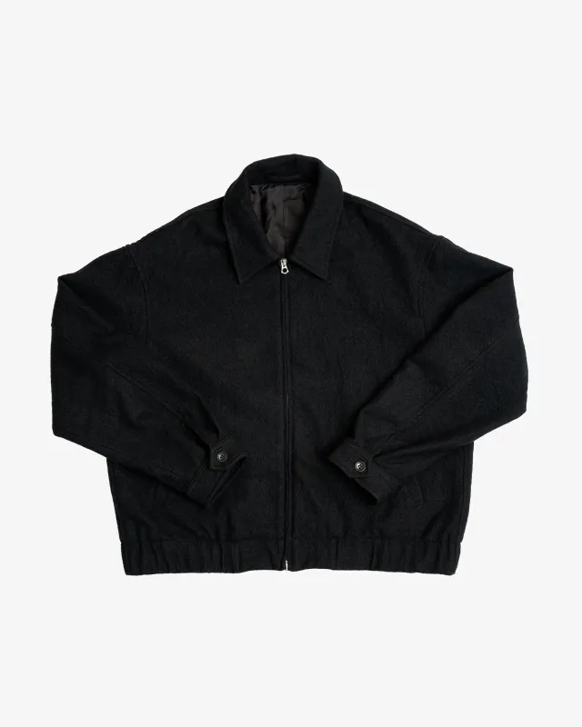 MACHINE JACKET - PIECE DYED BLACK WOOL FLANNEL sold by James Coward