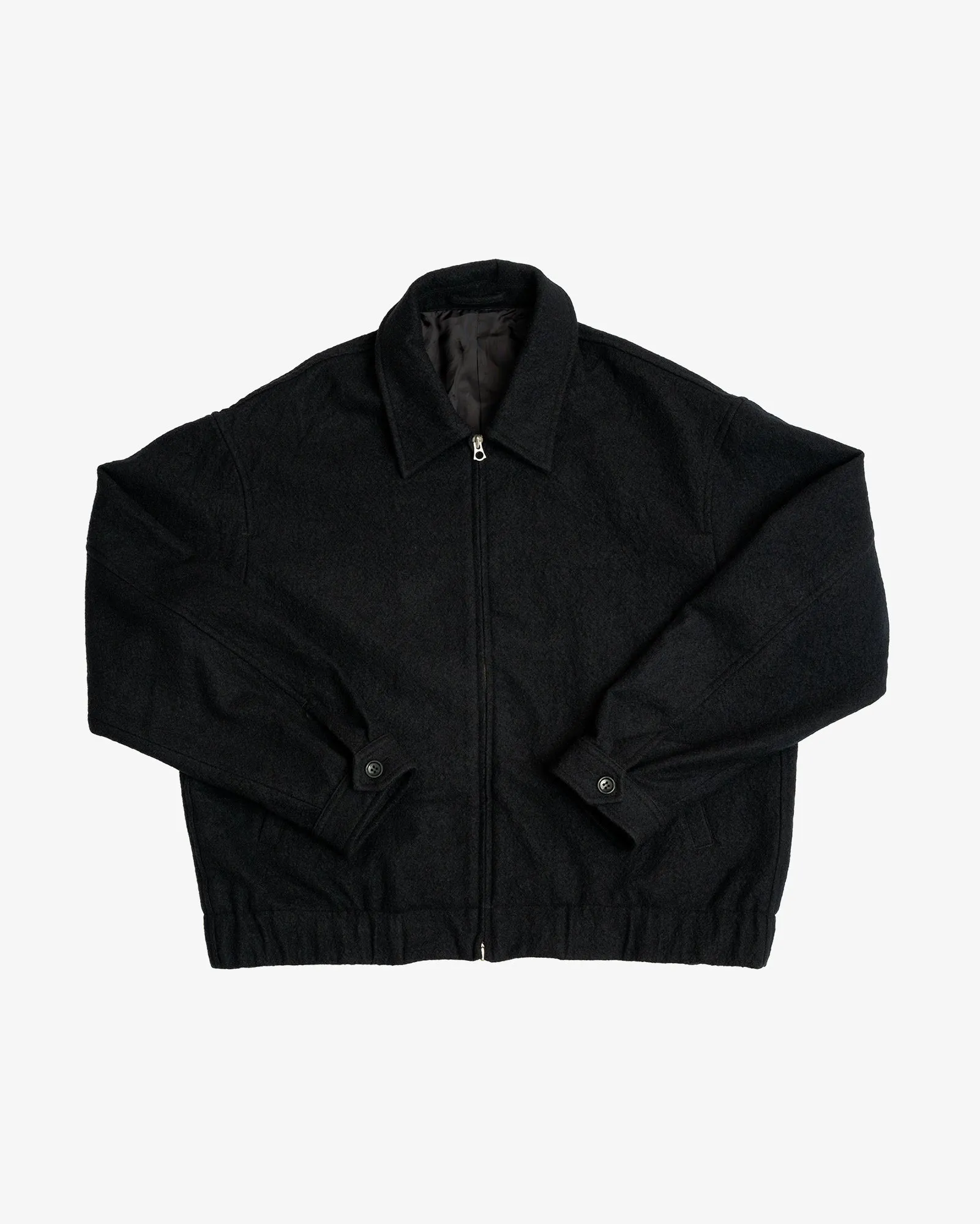 MACHINE JACKET - PIECE DYED BLACK WOOL FLANNEL sold by James Coward