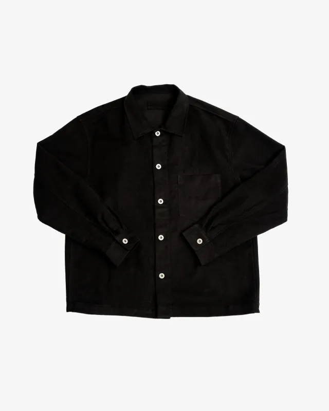 TRAVAIL SHIRT - BLACK COTTON MOLESKIN sold by James Coward