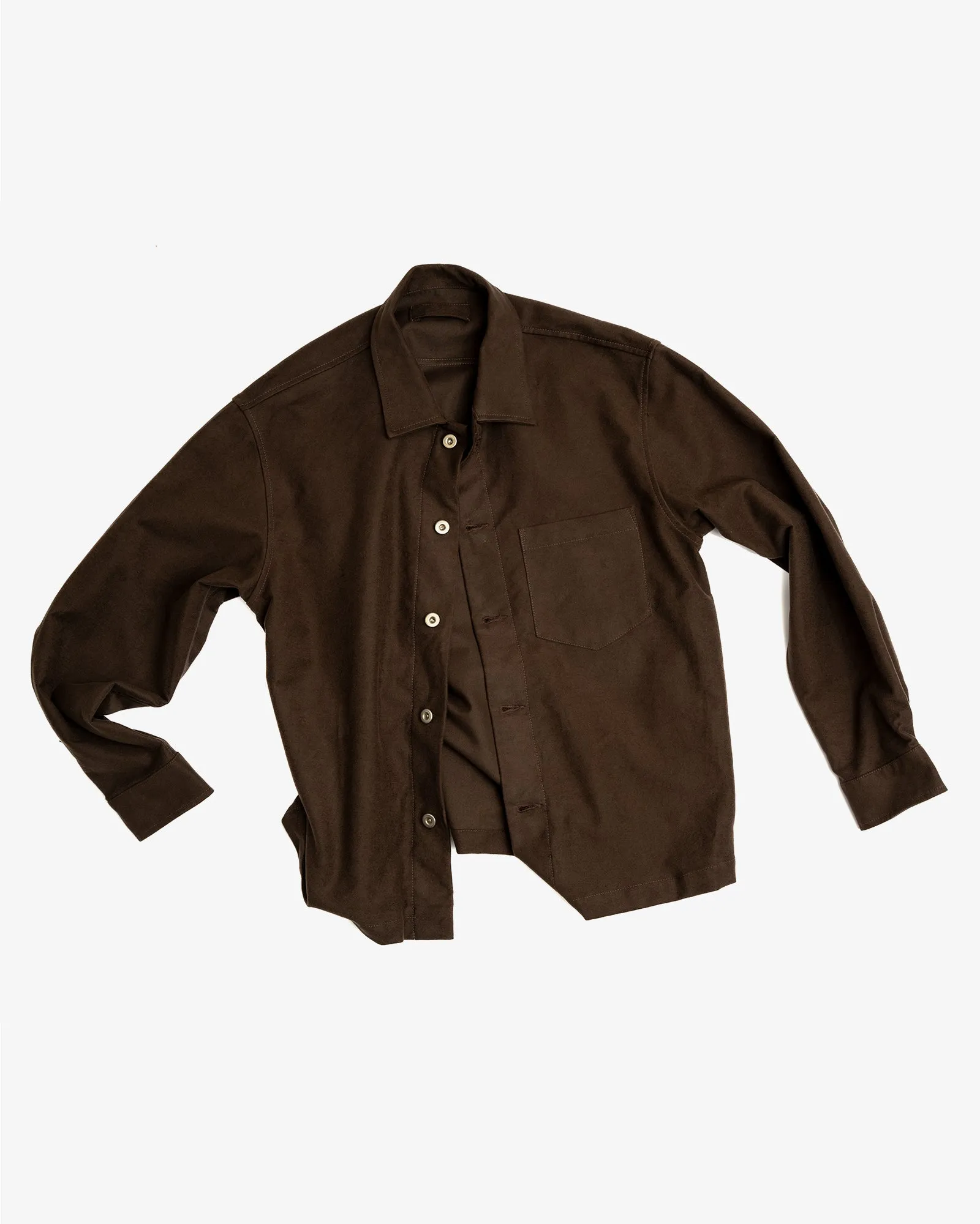 TRAVAIL SHIRT - DARK BROWN COTTON MOLESKIN sold by James Coward product image thumbnail 5