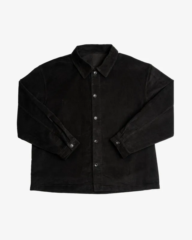 SIGNAL SHIRT - BLACK COTTON MOLESKIN sold by James Coward