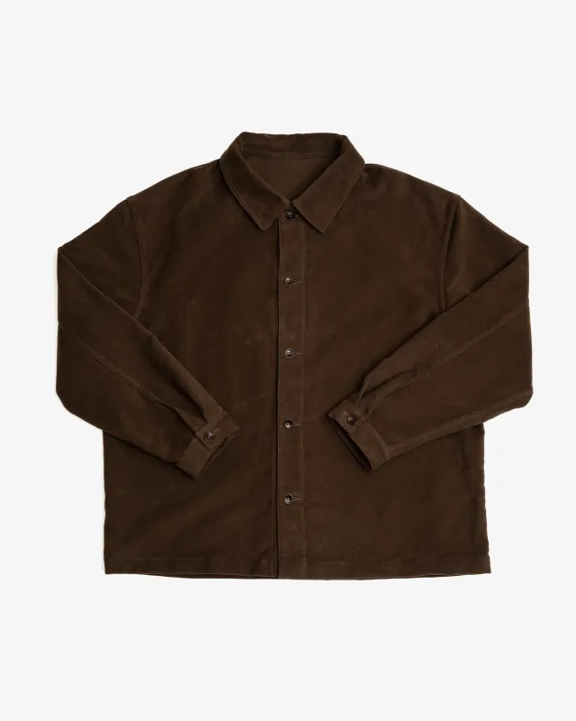 SIGNAL SHIRT - DARK BROWN COTTON MOLESKIN sold by James Coward