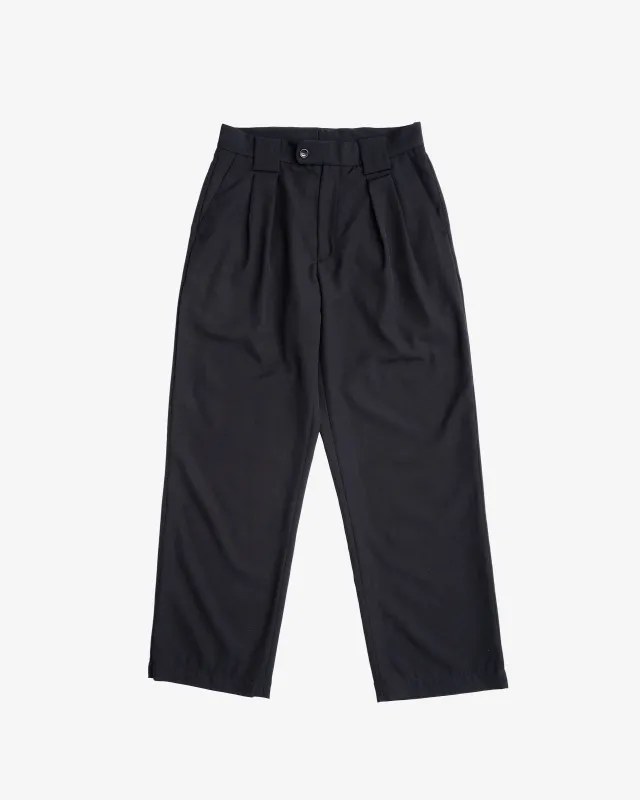 MERCADO TROUSER - BLACK WOOL GABARDINE sold by James Coward