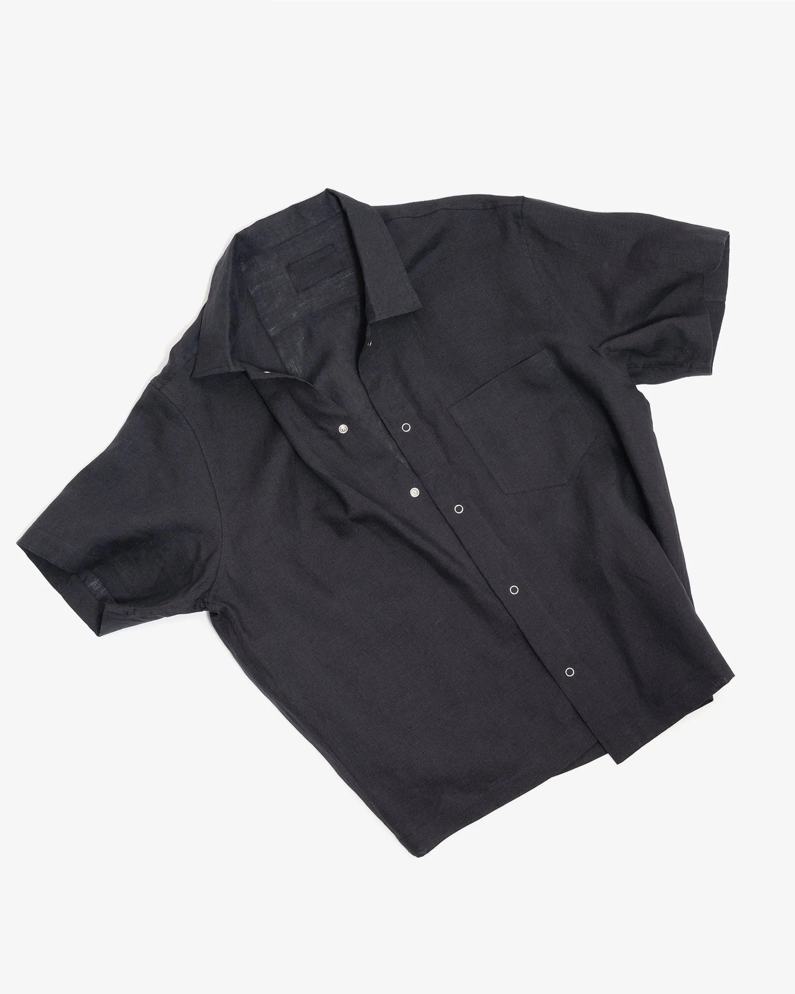 SUNDOWN SHIRT - BLACK BELGIAN LINEN sold by James Coward product image thumbnail 3